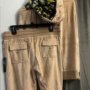 2pc set BCBG MAXAZRIA PANTS &SWEATER WOMENS NEW LARGE CAMEL/RHINESTONE